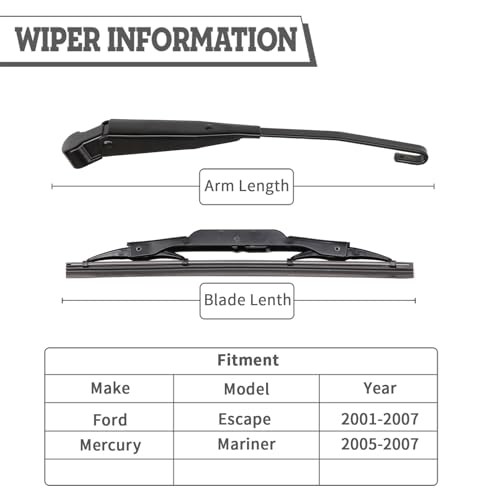 Rear Wiper Arm & Blade Kit,Exact-Fit Replacement for Ford Escape,Mazda Tribute