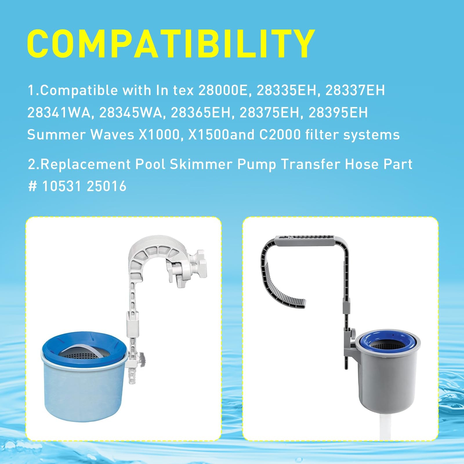1.5 inch x 3ft Pool Skimmer Hose Replacement for x 3 feet, White