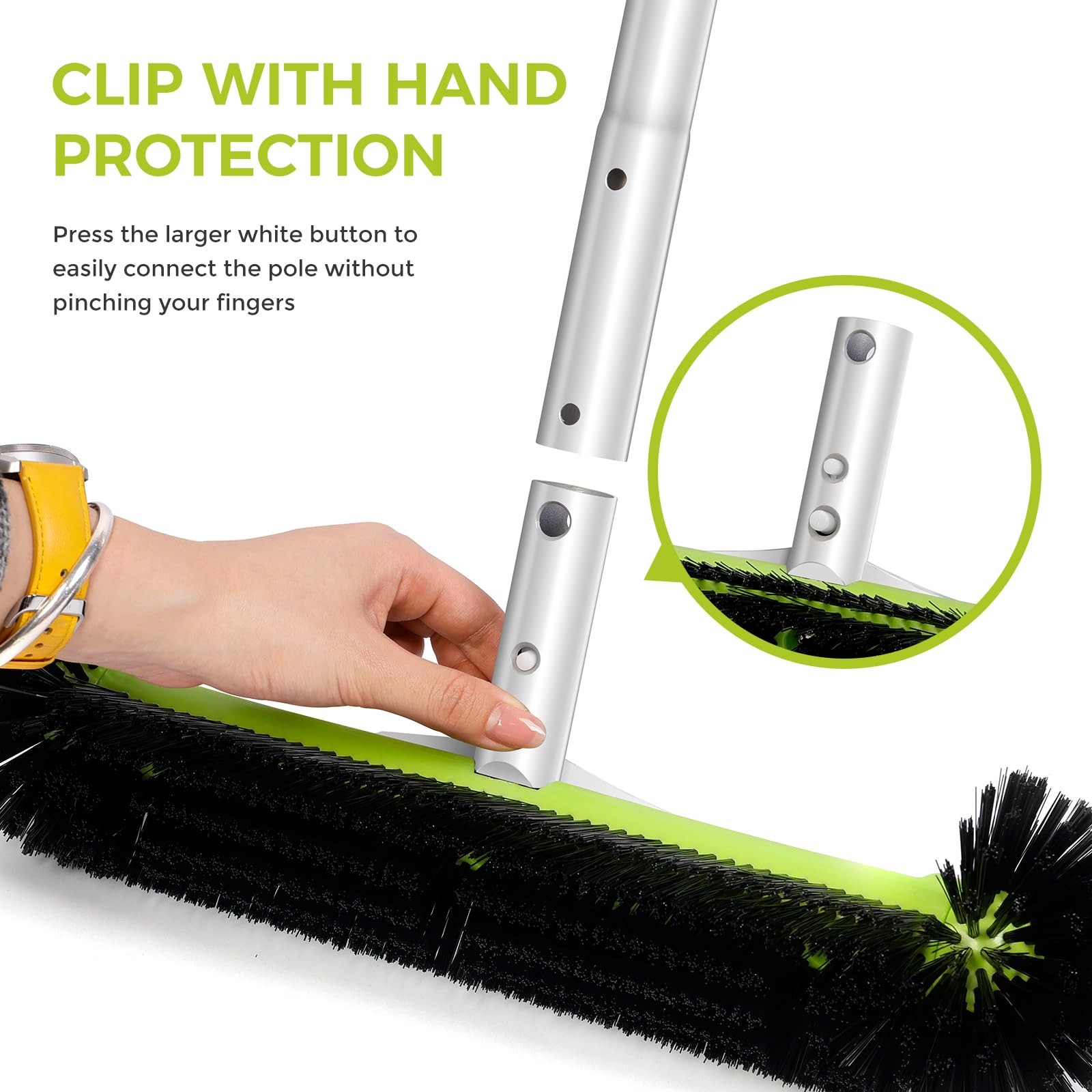 Heavy Duty Pool Brush Head 17.5&Prime; Clean Walls, Floors, Steps & Corners