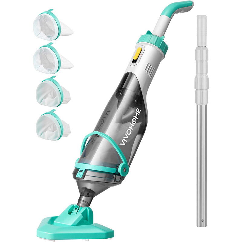 Cordless Rechargeable Pool Vacuum Handheld Pool Cleaner with Telescopic Pole