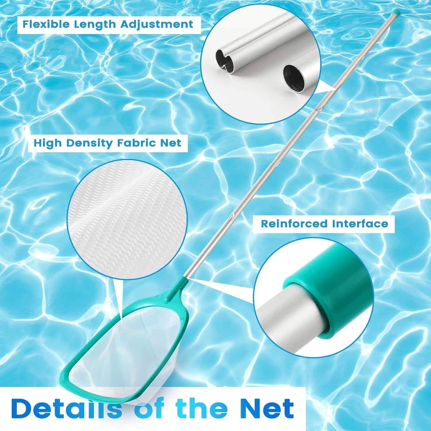 Pool Skimmer – Pool Skimmer Net with 5 Aluminum Pole Sections 67 », Skimmer N…