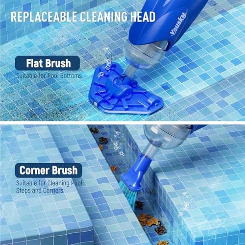 Cordless Pool Vacuum 18.5GPM Suction Telescopic Pole