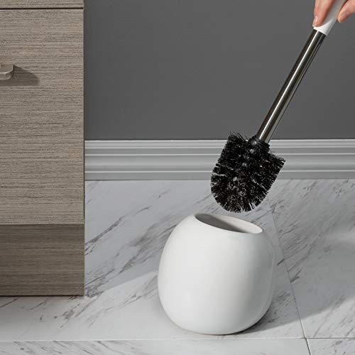Ceramic Dome Brush & Holder Set, Decorative, Modern, 1 Count (Pack of 1) White