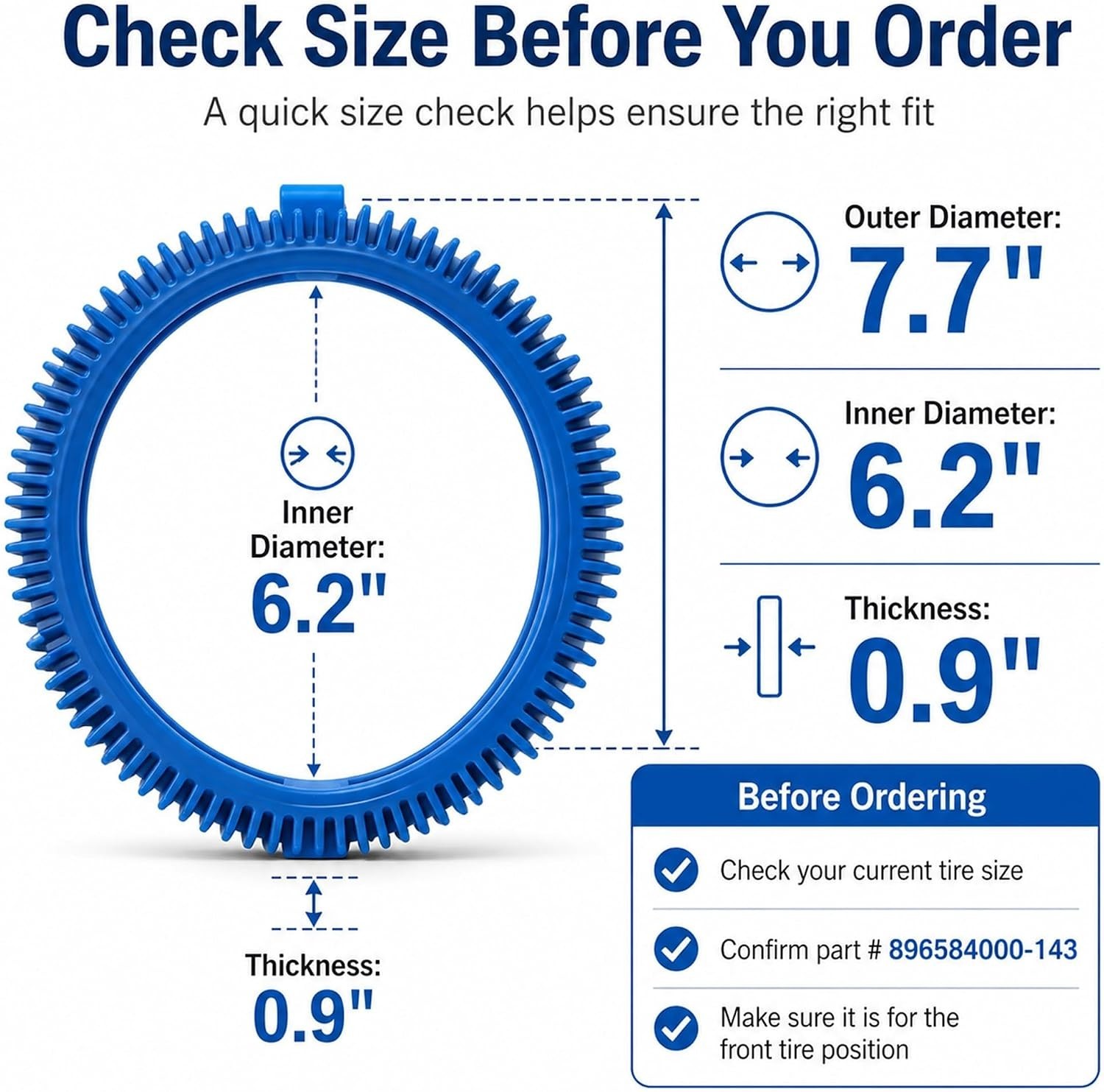 Heavy-Duty 2-Pack Pool Cleaner Tires with Super Hump Design for -Round Use