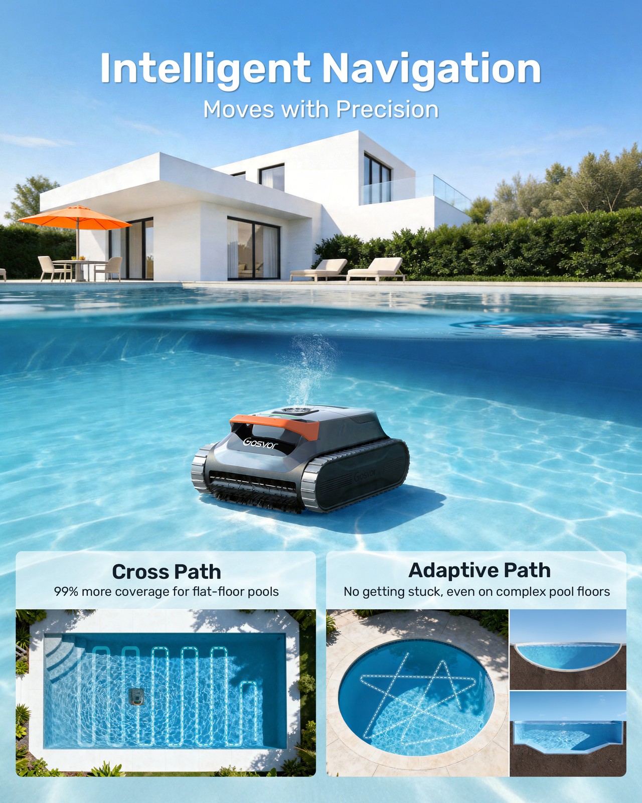 Gosvor Pool cleaner robot,150-Min Battery Life for Smart Mode,with APP LiteVacG1