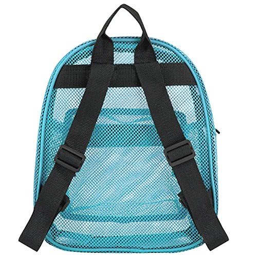 Mini 11 Inch Transparent Mesh Backpack for Women, Girls for School, Beach Aqua