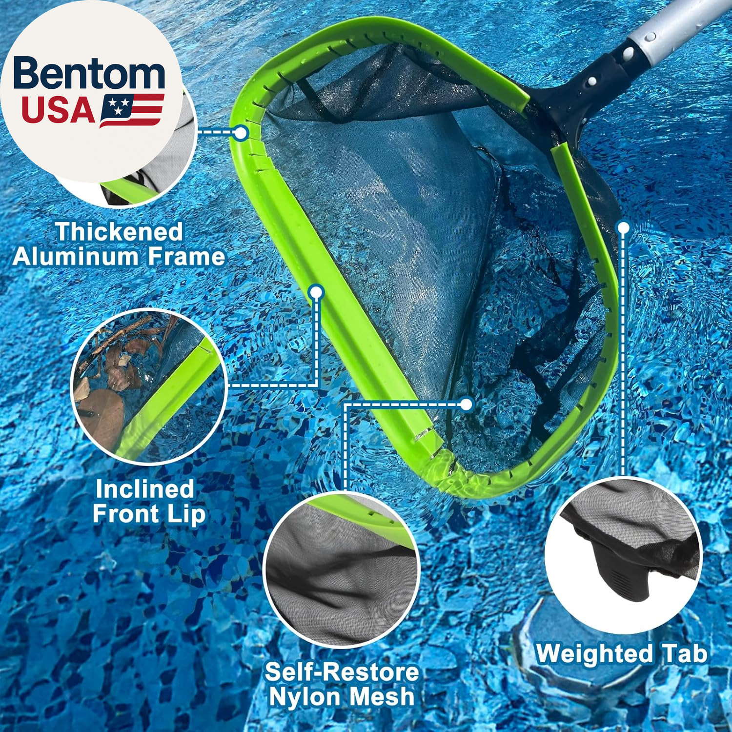 Pool Cleaning Kit: Net, Brush, Scrubber & Adjustable Pole By