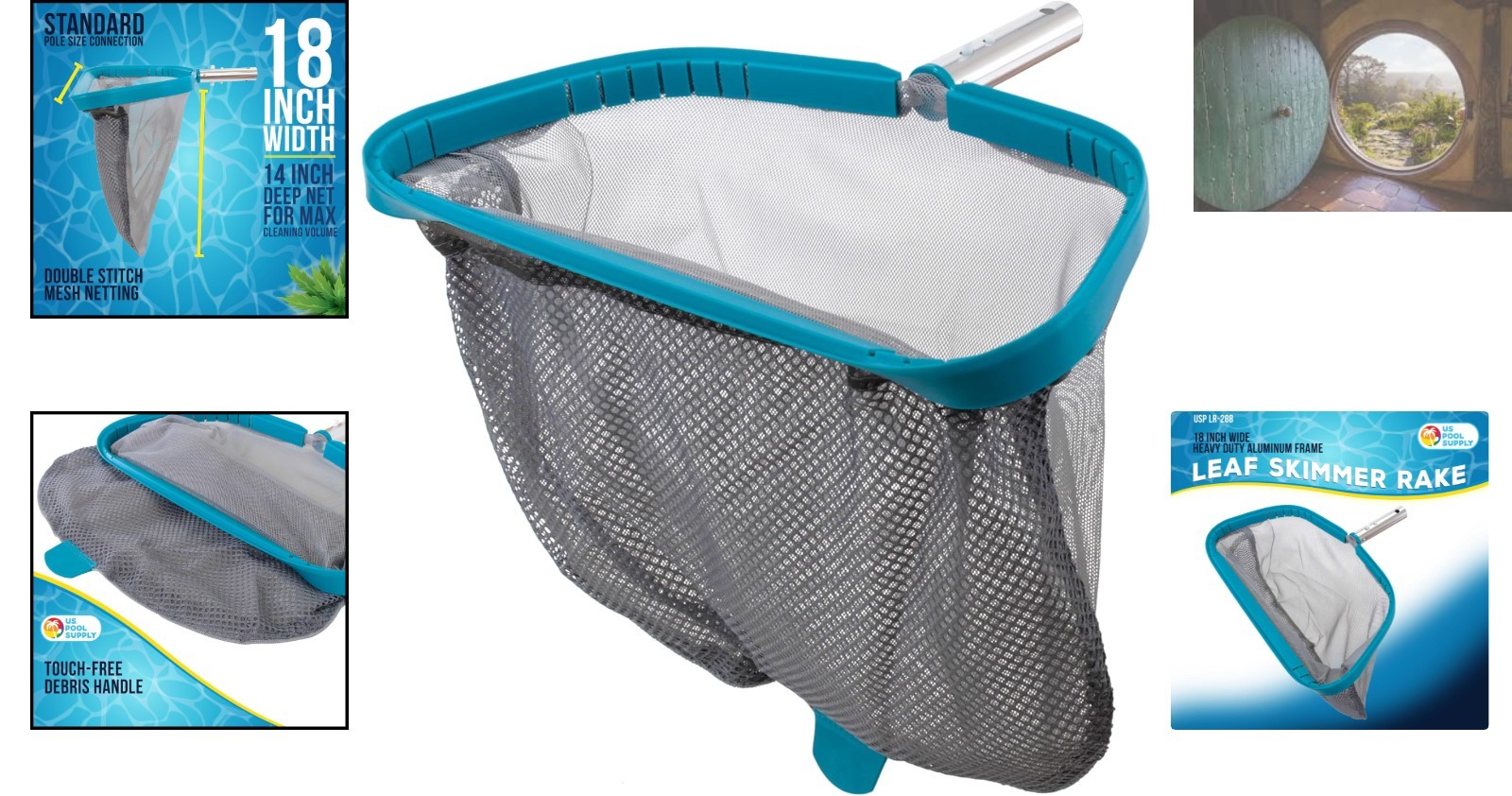 18&Prime; Heavy Duty Pool Net Skimmer – Fine Mesh for Optimal Cleaning