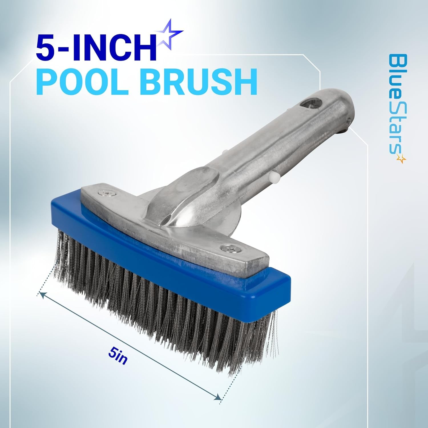 Heavy Duty 5In Swimming Pool Brush with Stainless Steel Bristle Wire