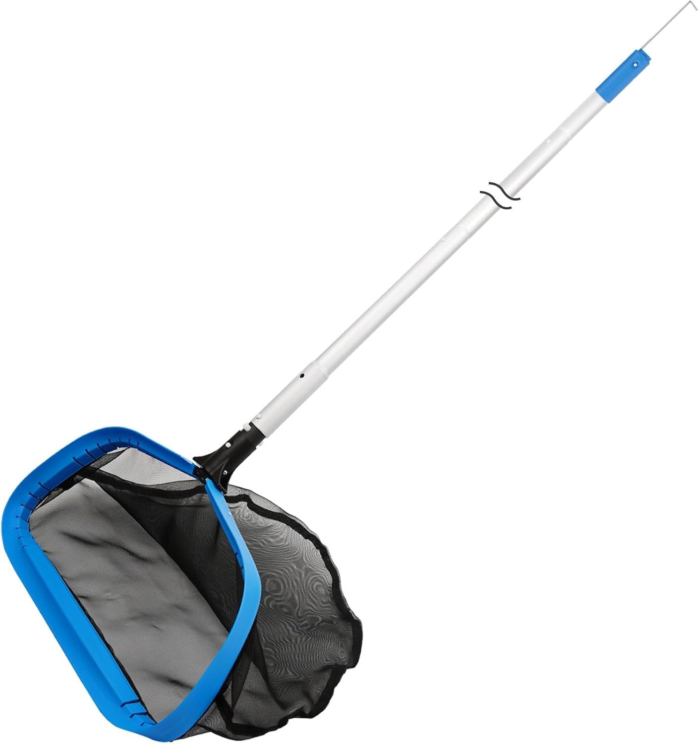 17.5 » Pool Skimmer Net with 10ft Adjustable Aluminum Pole & Hidden Hook