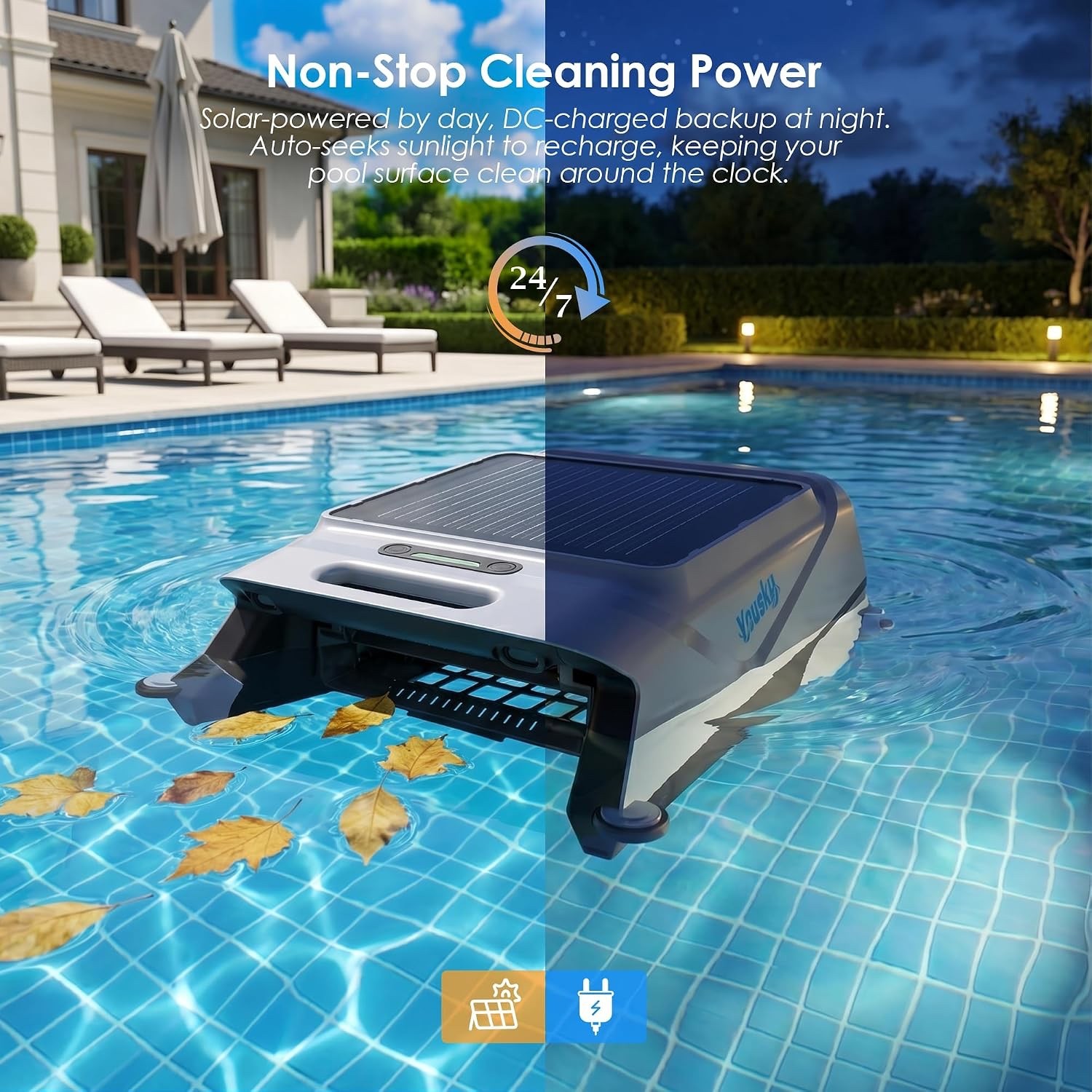 Pura V12 Solar Powered Automatic Pool Surface Robot Skimmer