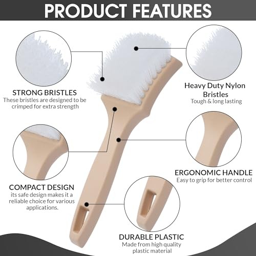 8.5 Inch Multi-Purpose White Nylon Utility Scrub Brush – 8.5&Prime; White and Beige