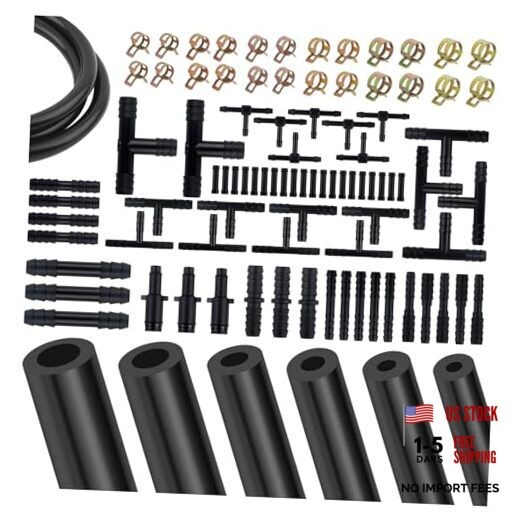5Ft Vacuum Hose Automotive Set,6 Sizes 3/8&Prime;,5/16&Prime;,1/4&Prime;,3/16&Prime;,5/32&Prime;,1/8&Prime; 94PCS