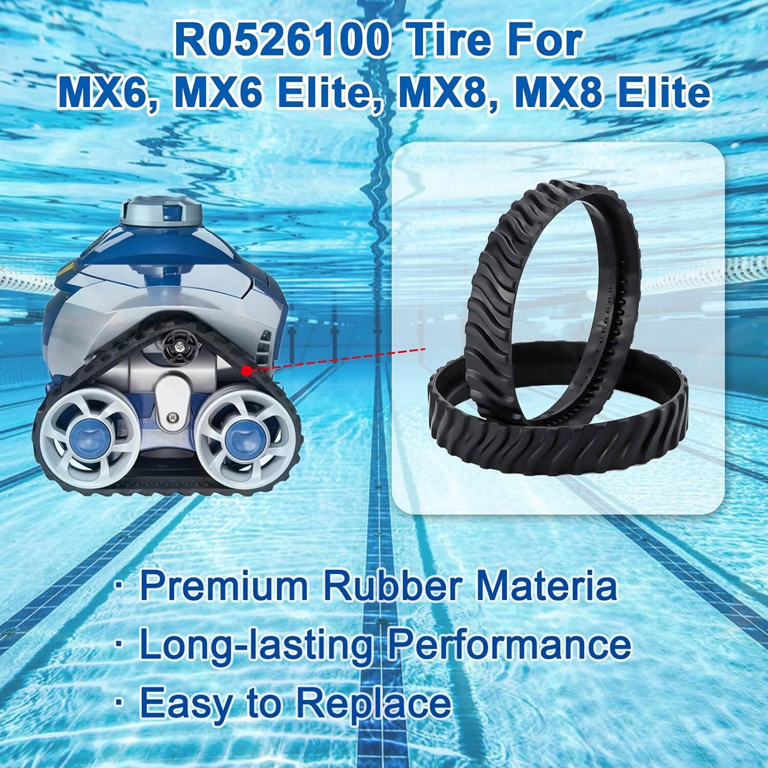 4Pcs for Zodiac Baracuda R0526100 MX8 Swimming Pool Cleaner Tire Track Wheel