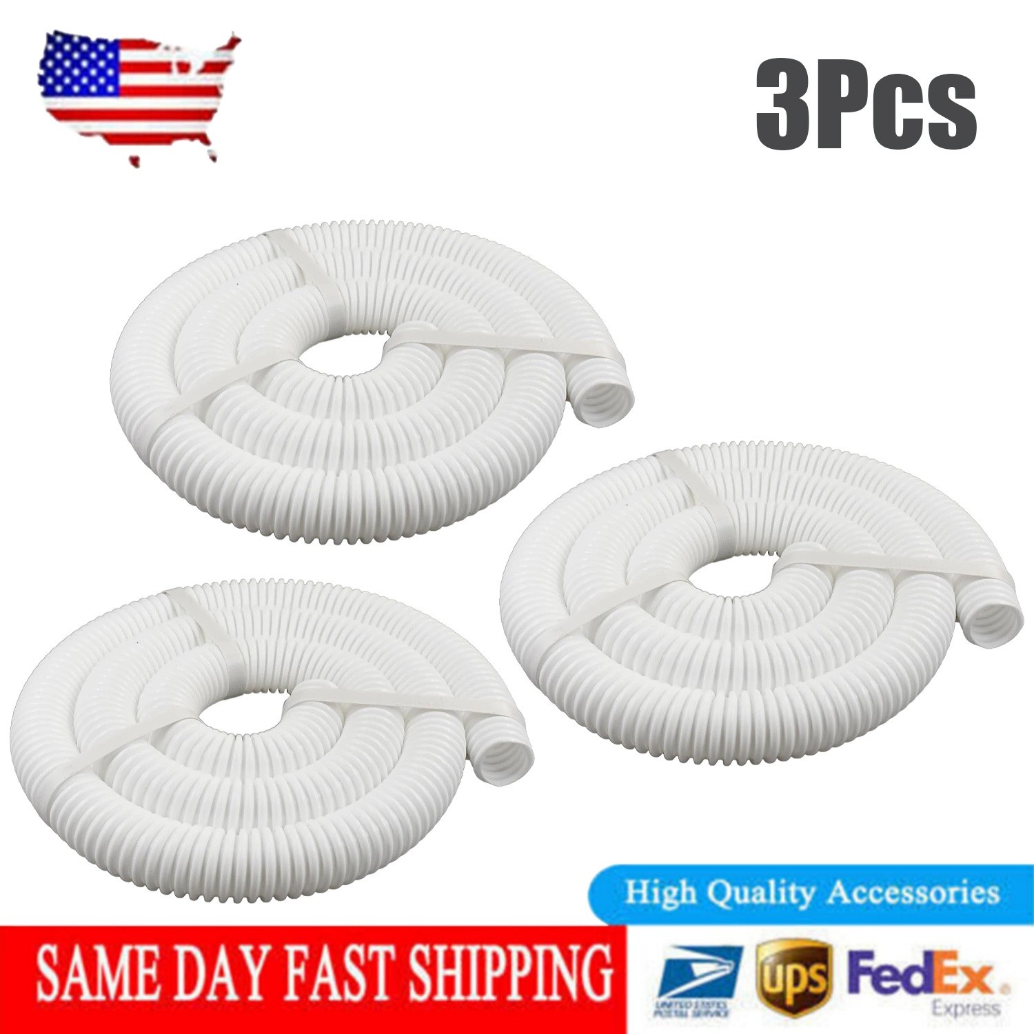 9-100-3102 FOR Polaris 360 6-Ft Pool Cleaner Cuff-less Feed Hose – 3 Pack
