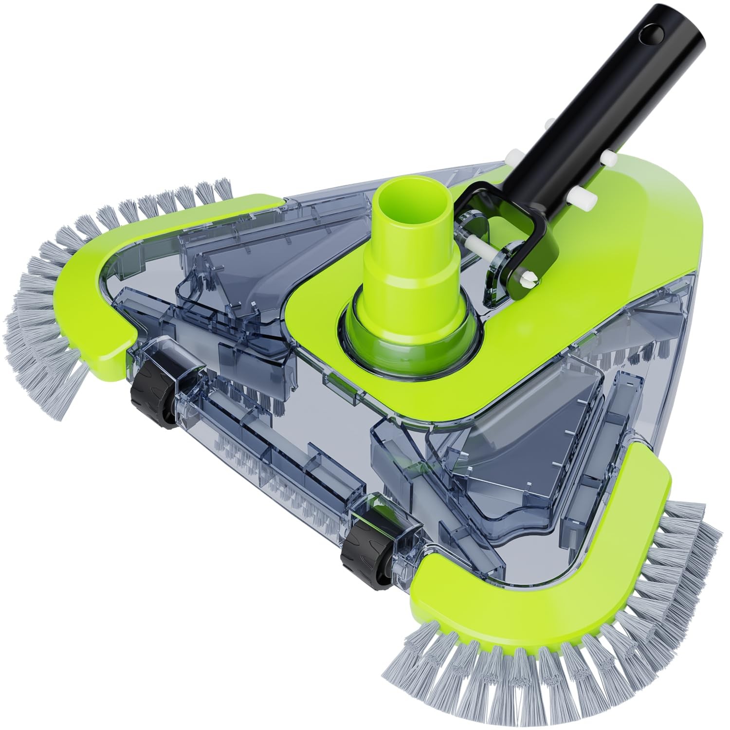 Upgrade Pool Vacuum Head with Wheels & Side Brushes, Universal Green