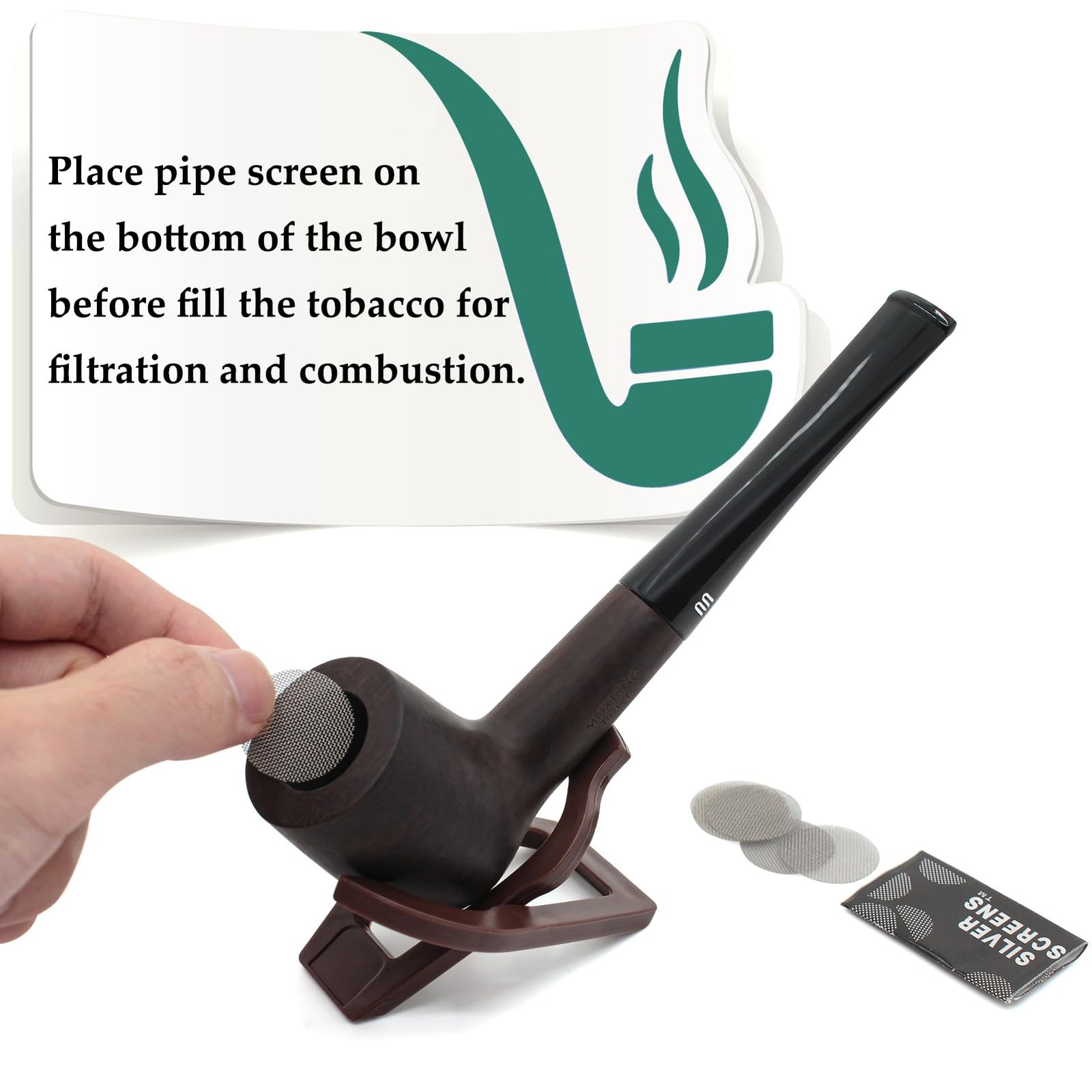 Tobacco Pipe Set,Handmade Wood Smoking Pipe,Pipe Starter Dark Brown