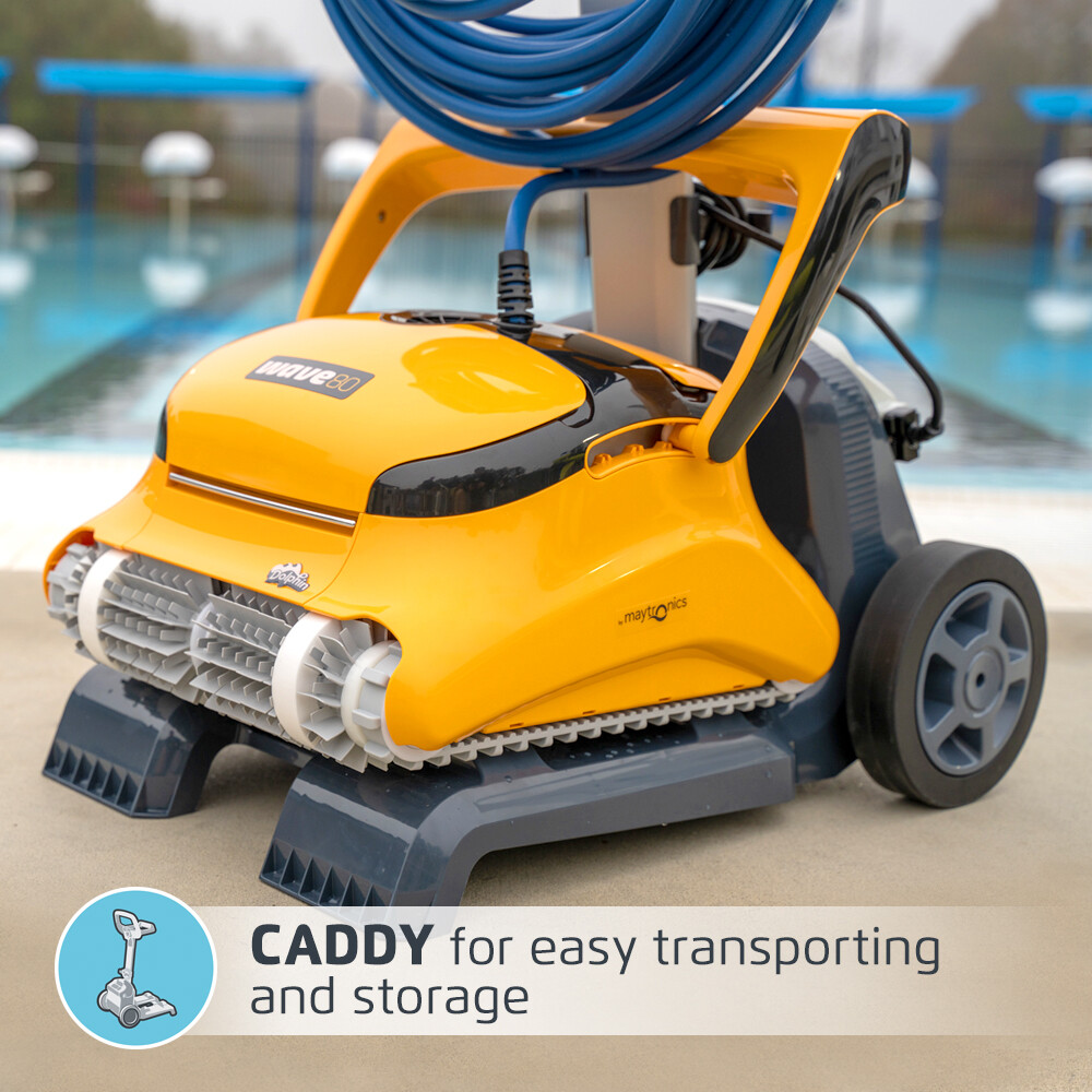 Dolphin Wave 80 Commercial Robotic Pool Cleaner with Caddy For Up to 68 Feet