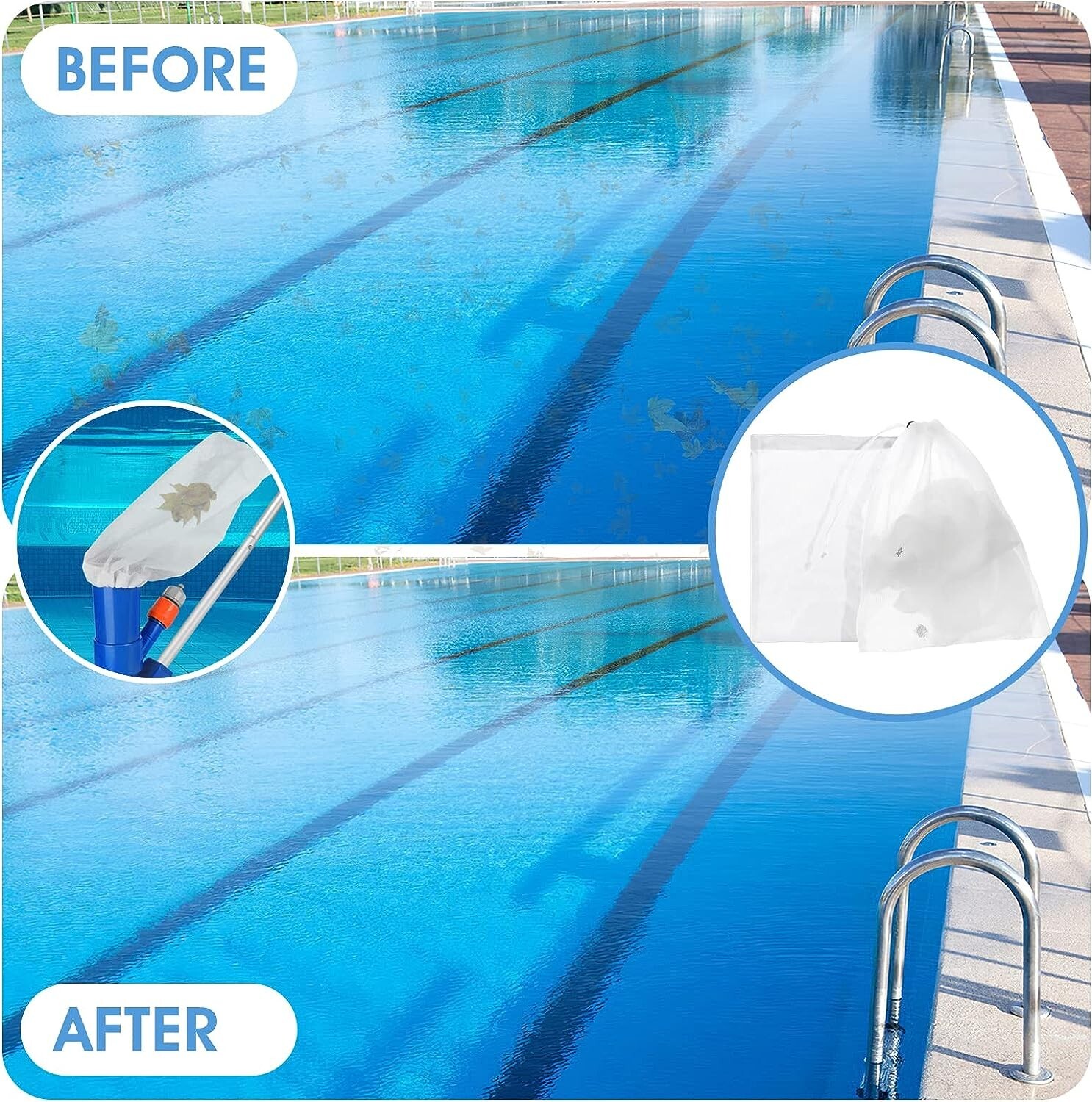8 Pool Vacuum Mesh Bag Replacement for Pool Vacuum Aquariums Ponds, 24 x 16 Inch