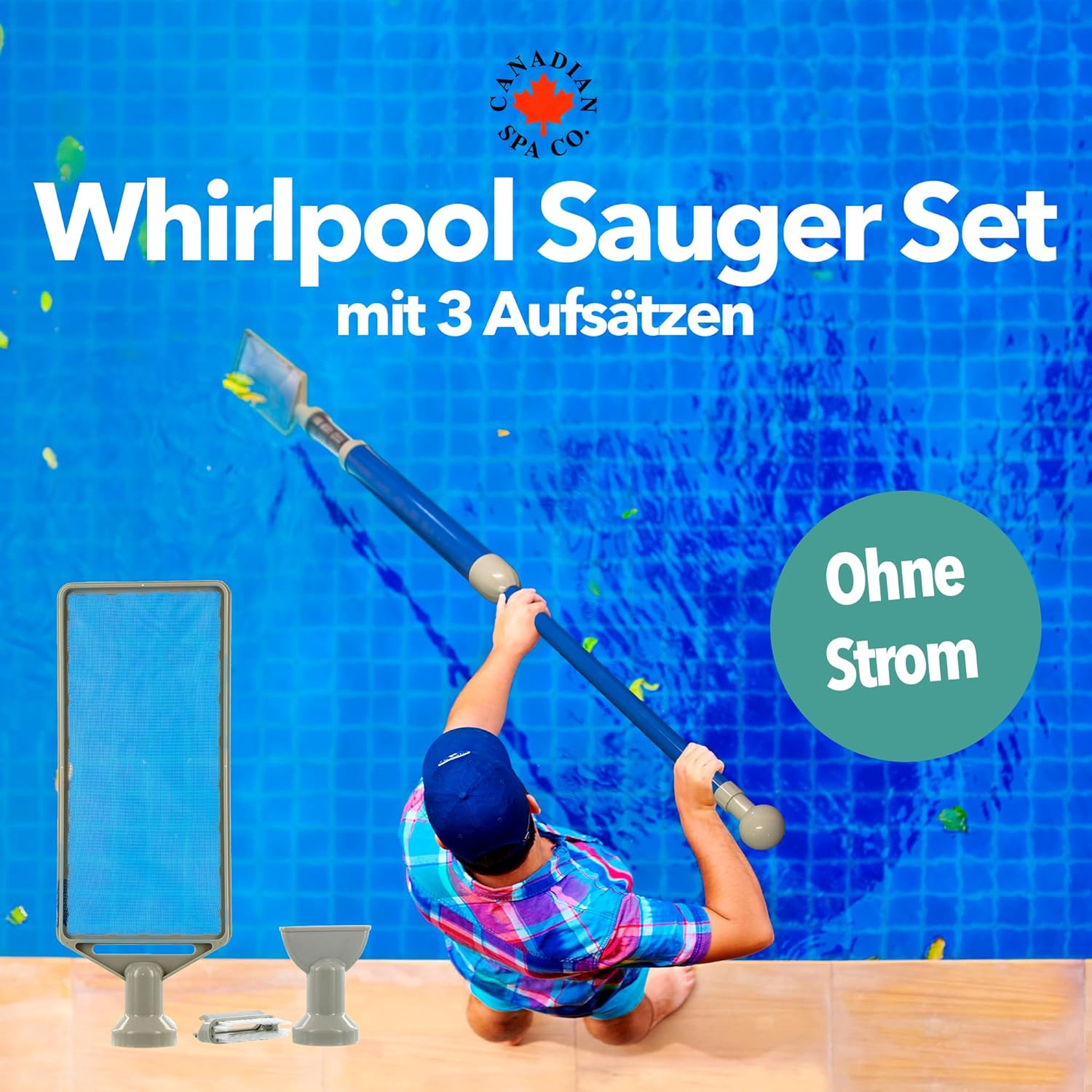 Hot Tub Vacuum Cleaner Set with 3 Attachments, Pool Vacuum Cleaner, Battery-Free