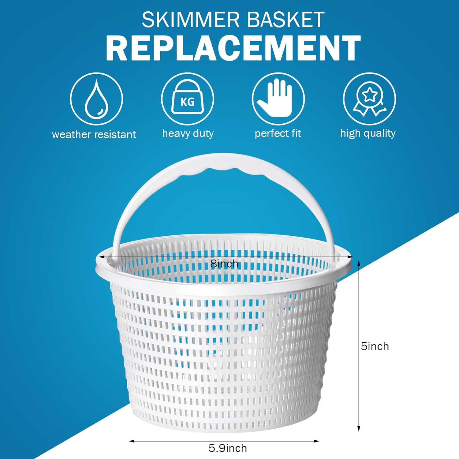 3 Pcs Pool Skimmer Basket with Extendable Hook for Cleaning