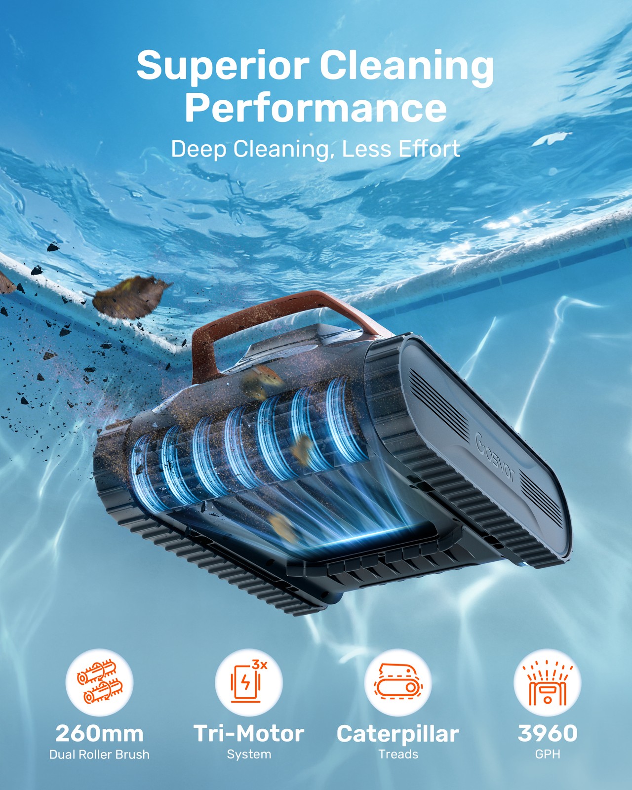 Gosvor Pool cleaner robot,150-Min Battery Life for Smart Mode,with APP LiteVacG1