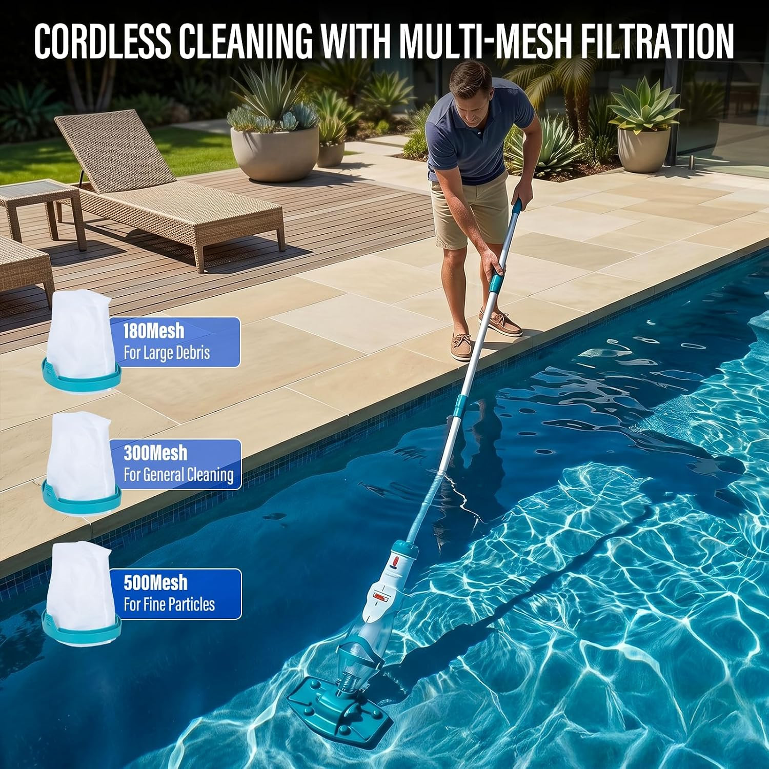 2026 Upgraded Cordless Pool Vacuum for above Ground Pools, Dual Modes High-Flow/