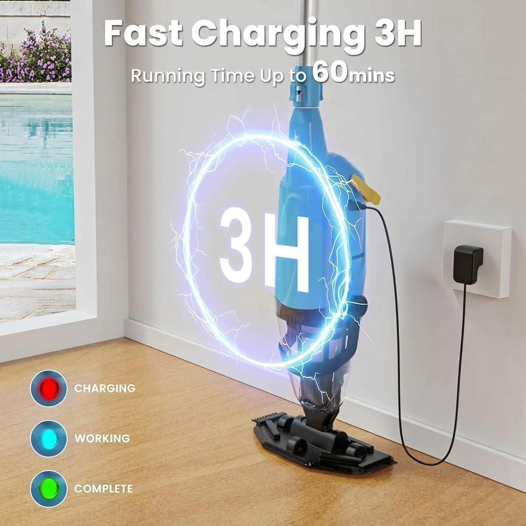 18 GPM Rechargeable Pool Cleaner – Ideal for Spas, Hot Tubs & Above Ground Pools