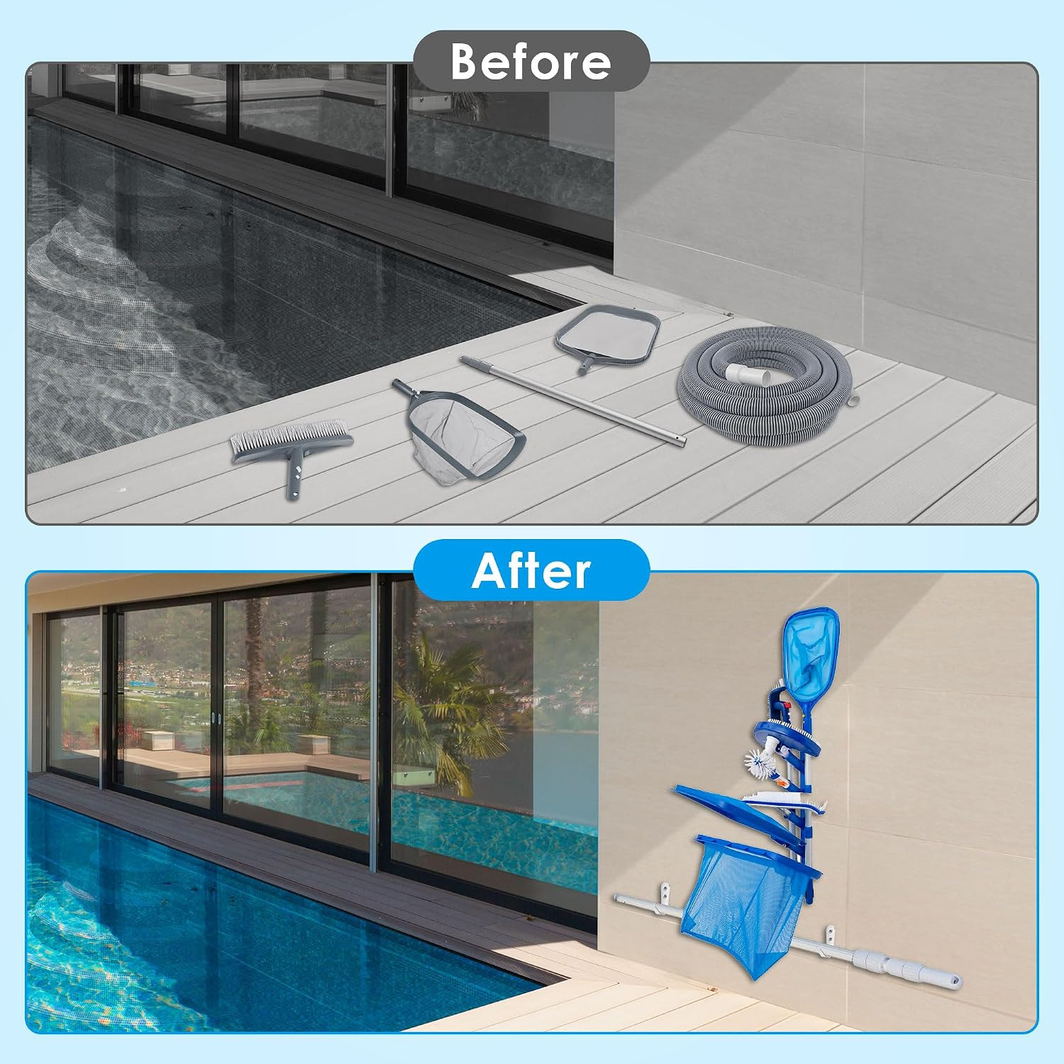 Swimming Pool Accessories Holder, Pool Cleaning Accessory Organizer and Holder R