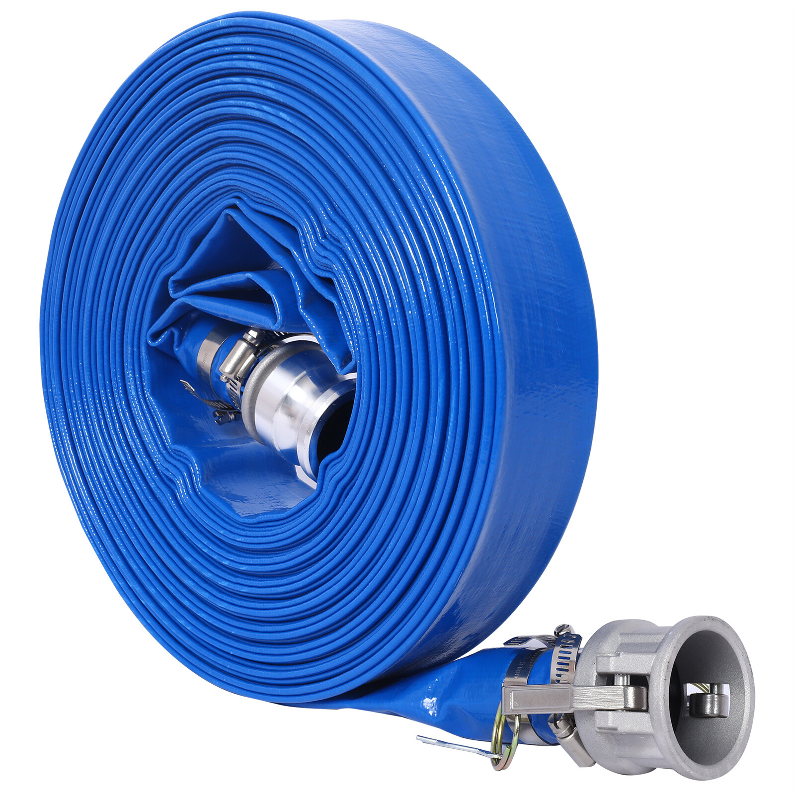 Discharge Hose 1.5&Prime;x 100FT PVC Lay Flat Hose Backwash Drain Hose with Camlock