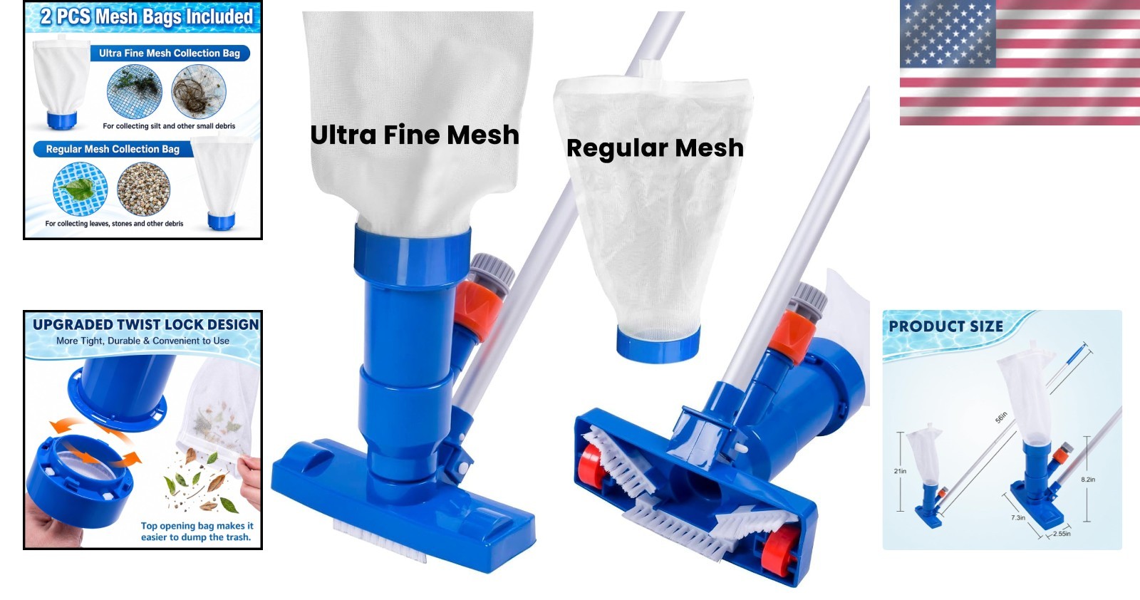 Lightweight Pool Spa Vacuum with Polypropylene Construction for Long Lasting Use