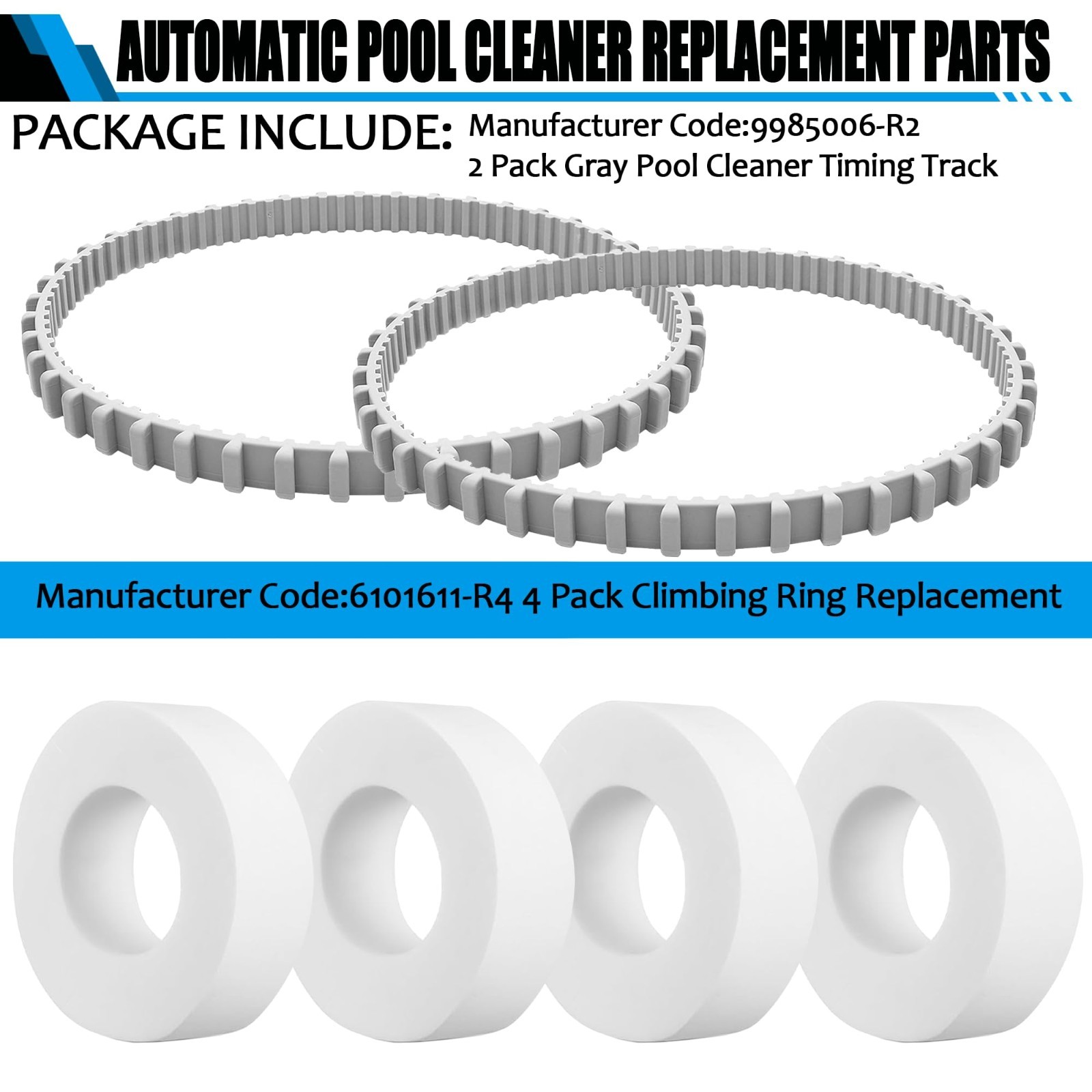 6 Pack Automatic Pool Cleaner Parts, Timing Track & Climbing Ring Kit for Roboti
