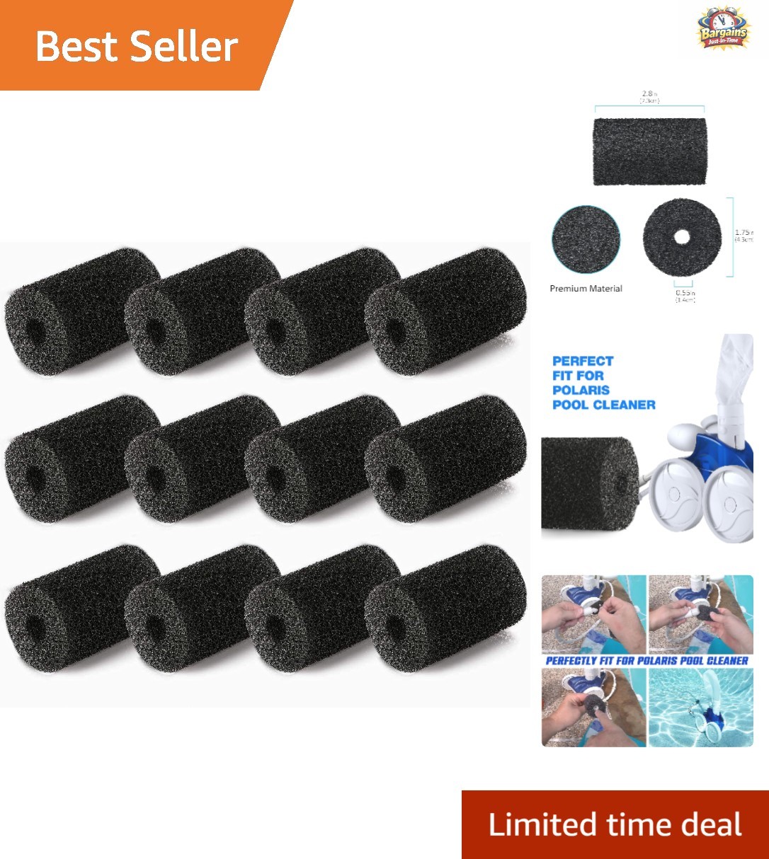12-Pack Sweep Hose Scrubbers for Polaris Pool Cleaners – Fits 180-3900