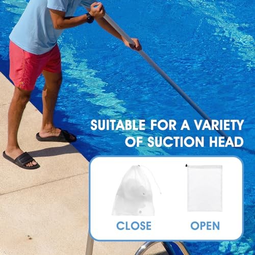 6 Pcs Replacement Mesh Bag – 9 x 12.2 Inch Pool Leaf Vacuum Net with Pull &