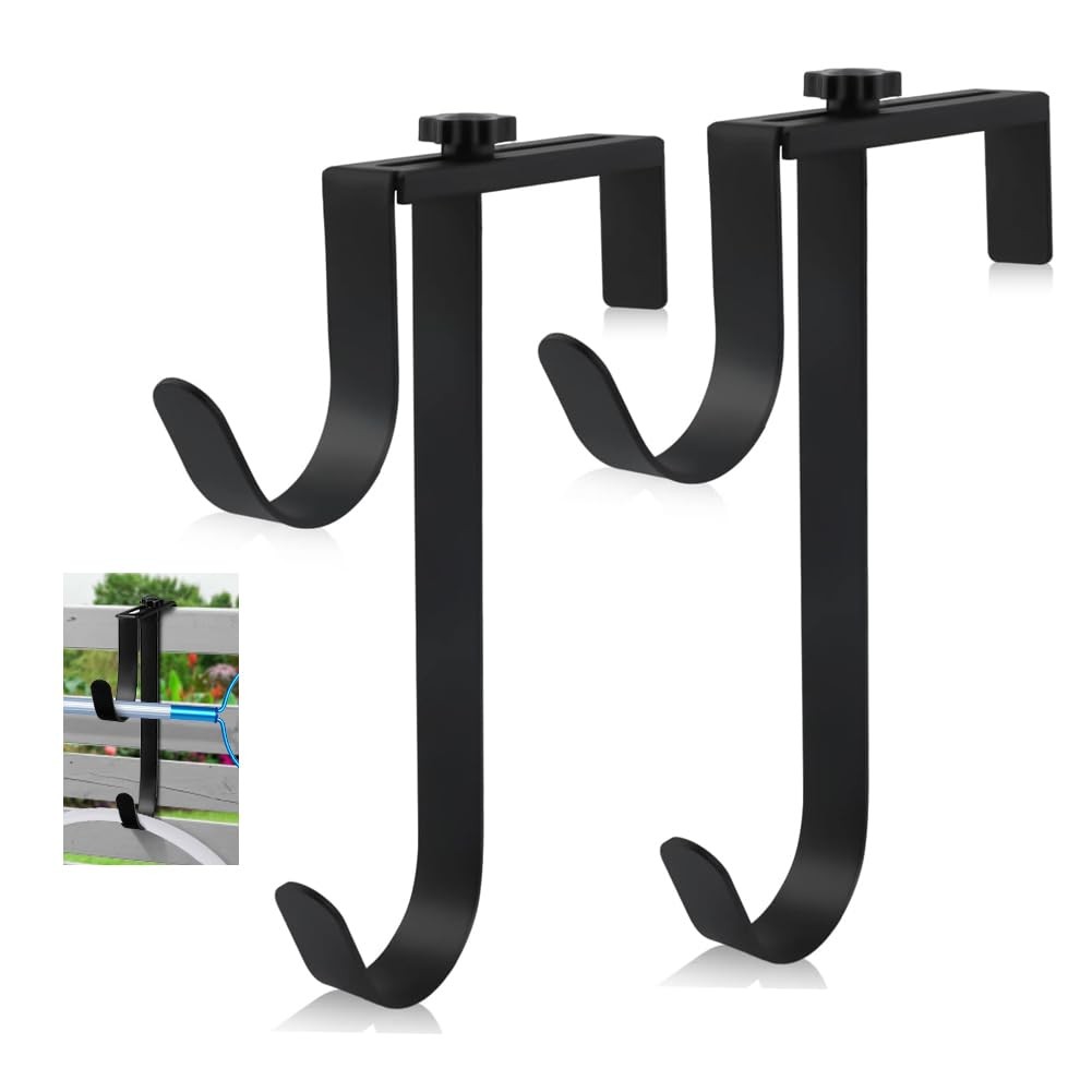 2Pcs Pool Pole Hangers, Adjustable Heavy Duty Swimming Pool Fence Hooks