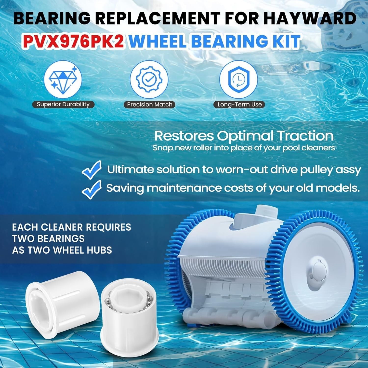 PVX976PK2 Wheel Bearings Kit for Hayward AquaNaut /Poolvergnuegen pool cleaner