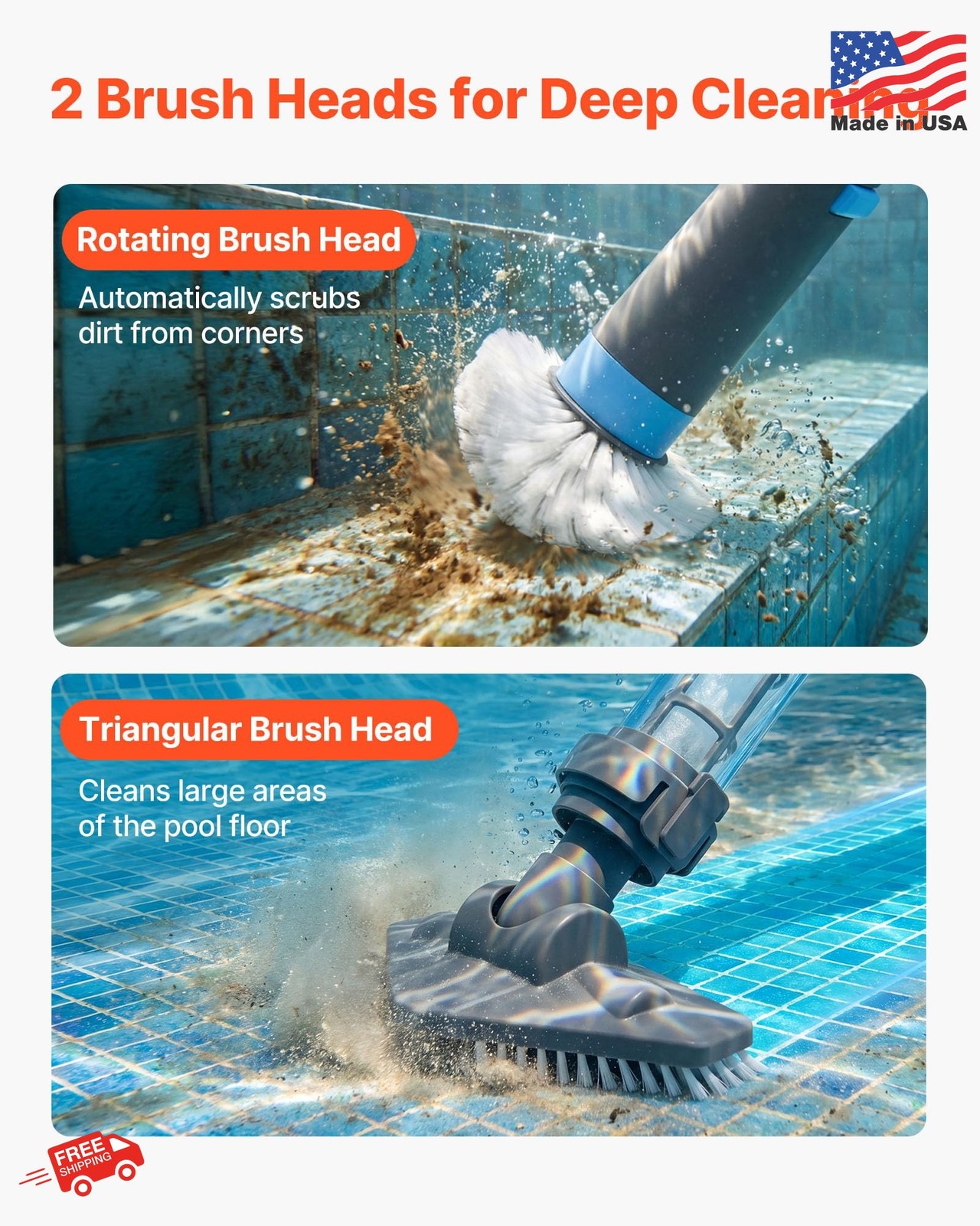 VEVOR Handheld Pool Vacuum, 8.5 GPM Cordless Spa Hot Tub Vacuum with Extension P