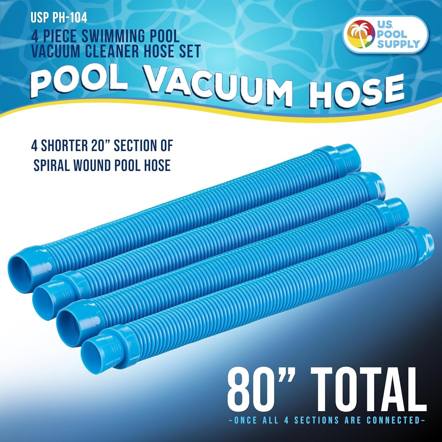 4-Piece 20&Prime; Pool Vacuum Hose Set – Flexible Extensions for Easy Maintenance