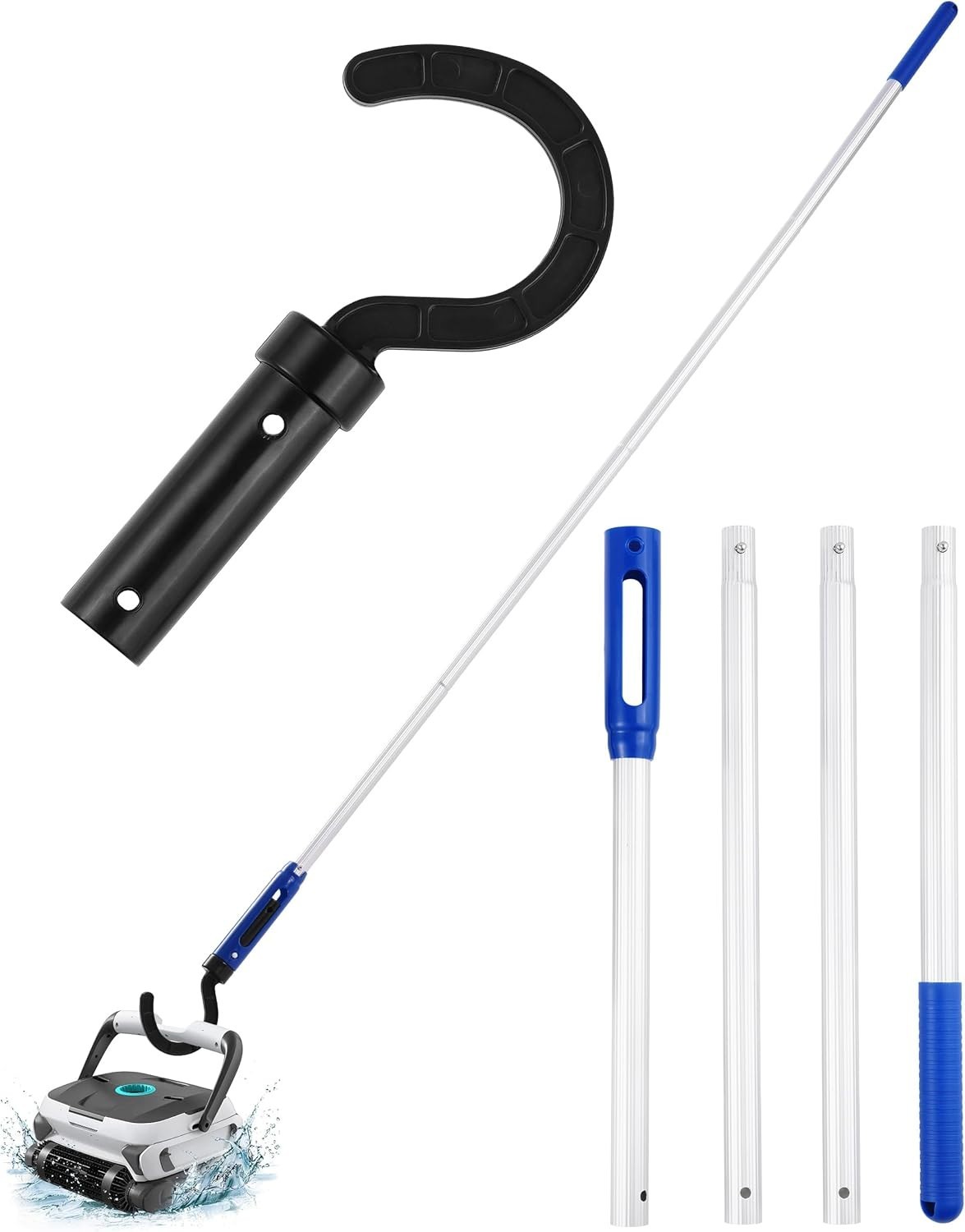 Adjustable Stainless Pool Robot Retrieval Hook & Pole – Heavy-Duty, Rust-Proo…