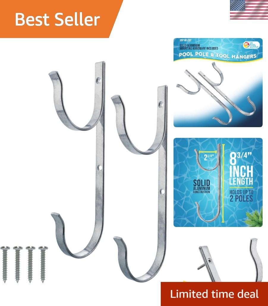 Pool Pole Hanger – 2 Aluminum Pool Hooks for Poles – Equipment Fence Hook for…