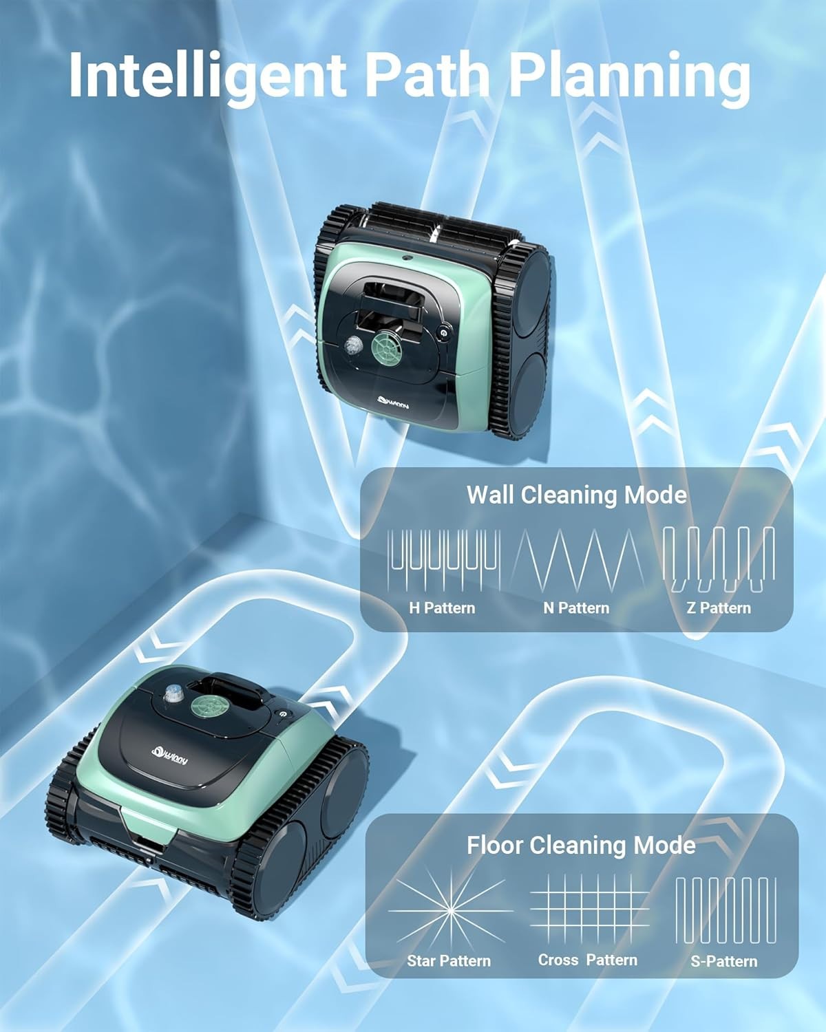 track & App Cordless Robotic Pool Cleaner Vacuum Floor Wall Waterline Self-Park