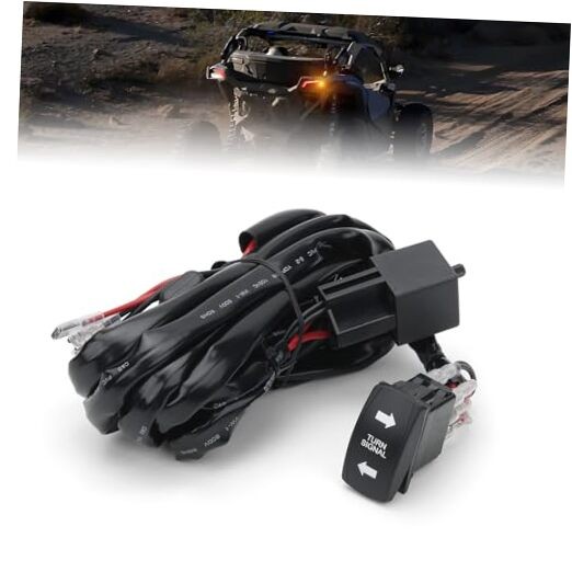 UTV Turn Signal Wiring Harness Kit with Rocker Switch & Flasher Relay, 12V/24V