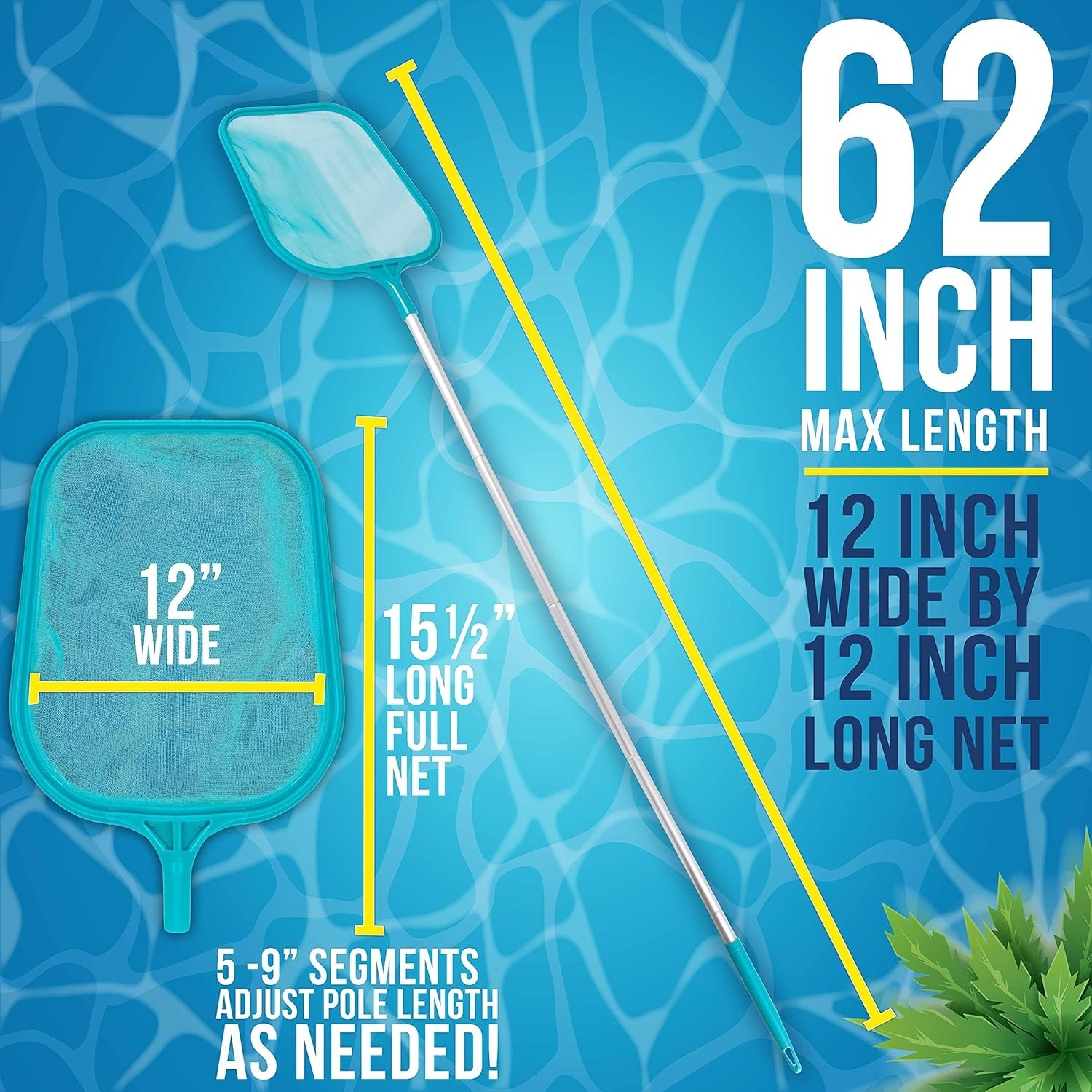 Lightweight 4-Foot Pool Leaf Skimmer with Customizable Length for Easy Cleanup