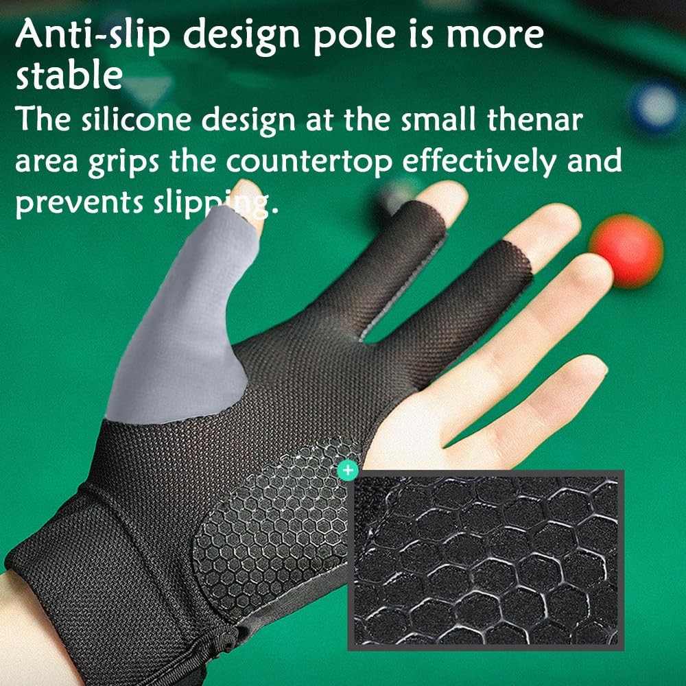 Pool Glove Left Hand, Billiards Glove, Billiard Pool Gloves for Left Hand 3 Fing
