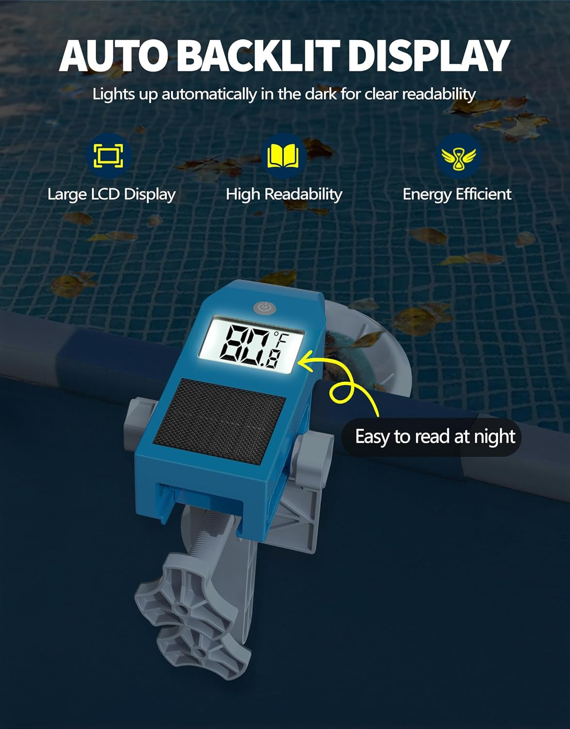 Above Ground Pool Skimmer with Solar Digital Thermometer | Wall Mount Surface Sk