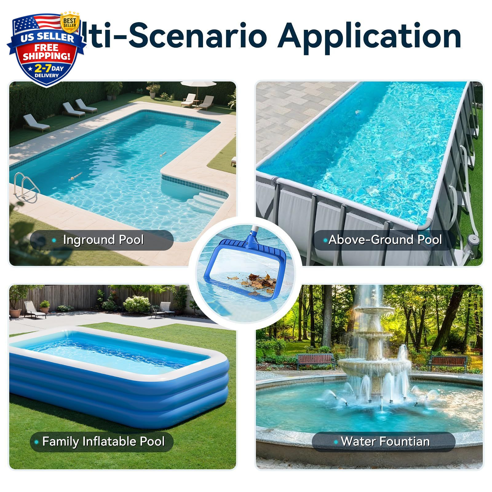 4.5FT Pool Skimmer Net with Lightweight Aluminum Pole for Easy Cleaning