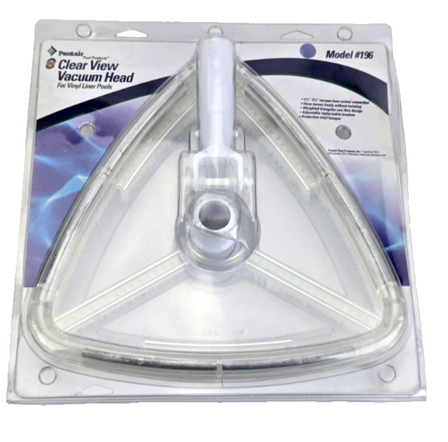 Pentair Clear View Vacuum Brush Head Model 196 Triangle See-Thru Vinyl Liner OK