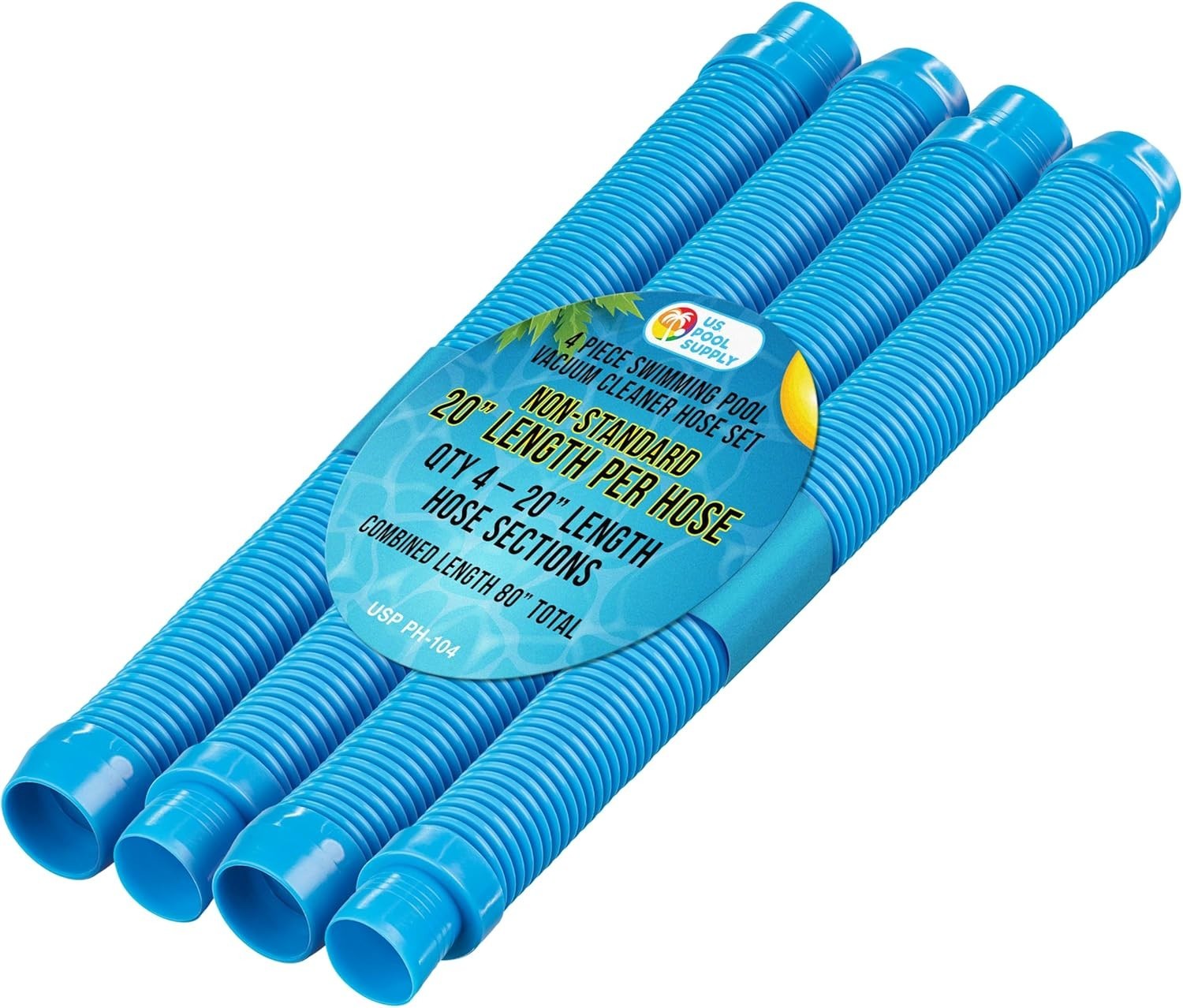 4-Piece 20&Prime; Pool Vacuum Hose Set – Flexible Extensions for Easy Maintenance