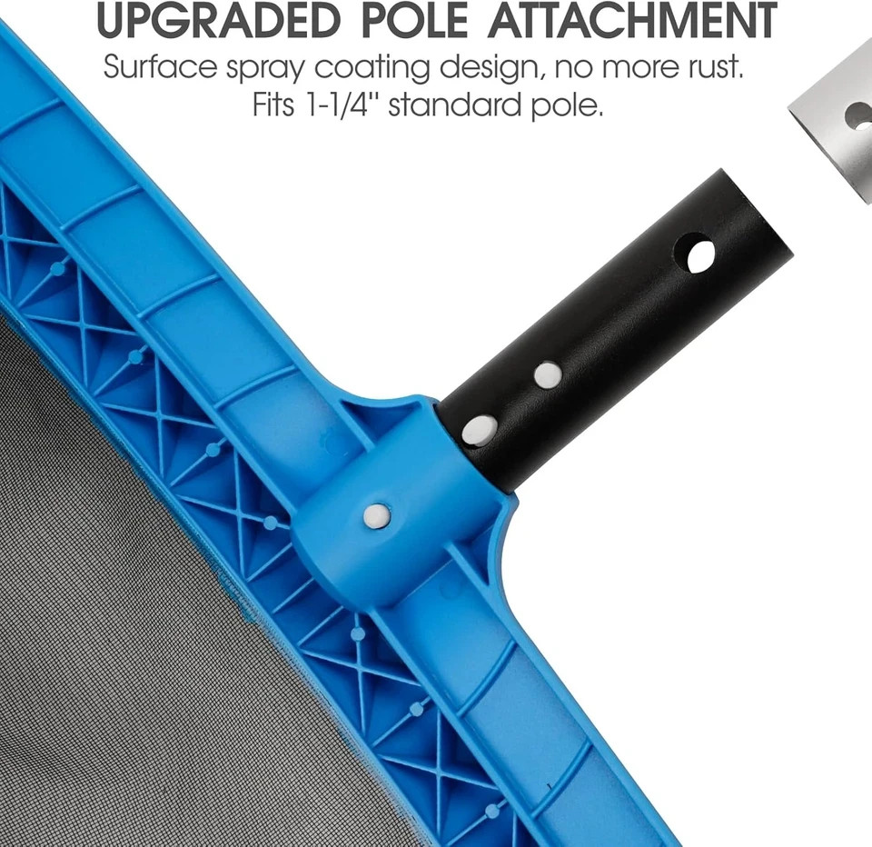 Pool Skimmer Net with Self-Repair Fine Nylon Mesh Bag, Pool Leaf Rake for above