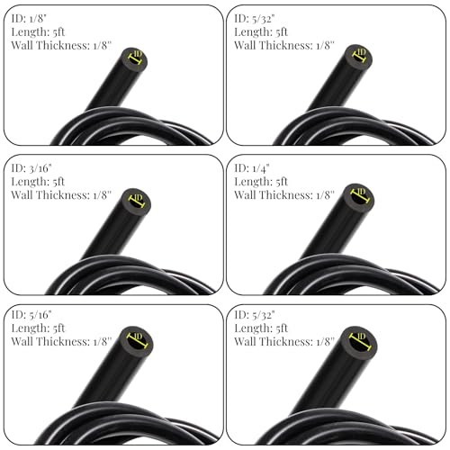6 Pieces Silicone Vacuum Hose Automotive, 1/8&Prime; 5/32&Prime; 3/16&Prime; 1/4&Prime; 5/16&Prime; 3/8&Prime;